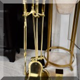 DF03. Brass fireplace tools set. 30”h